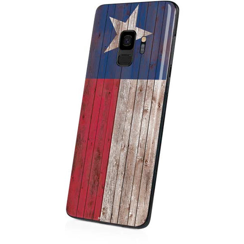 Texas Flag Dark Wood Galaxy S9 Skin